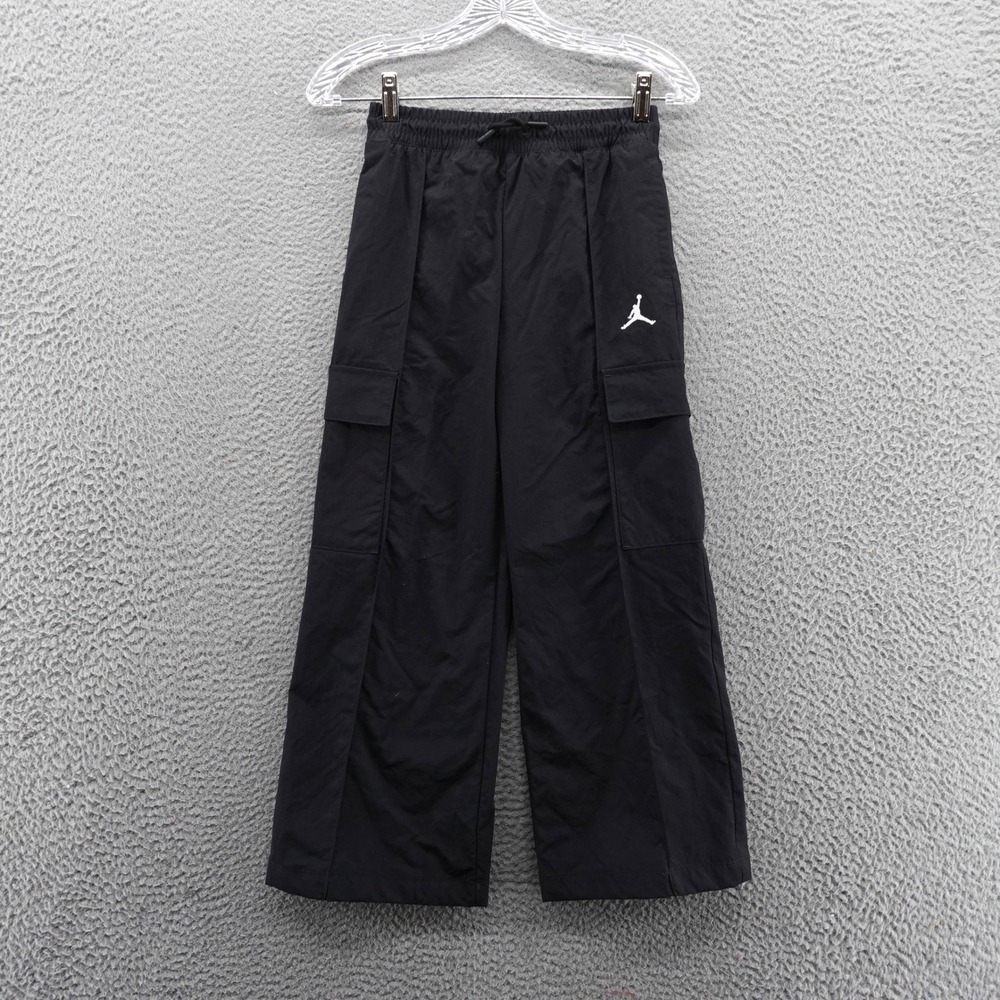 Nike Jordan Girls Black Nylon Wide Leg Cargo‎ Pants Jumpman Small NEW